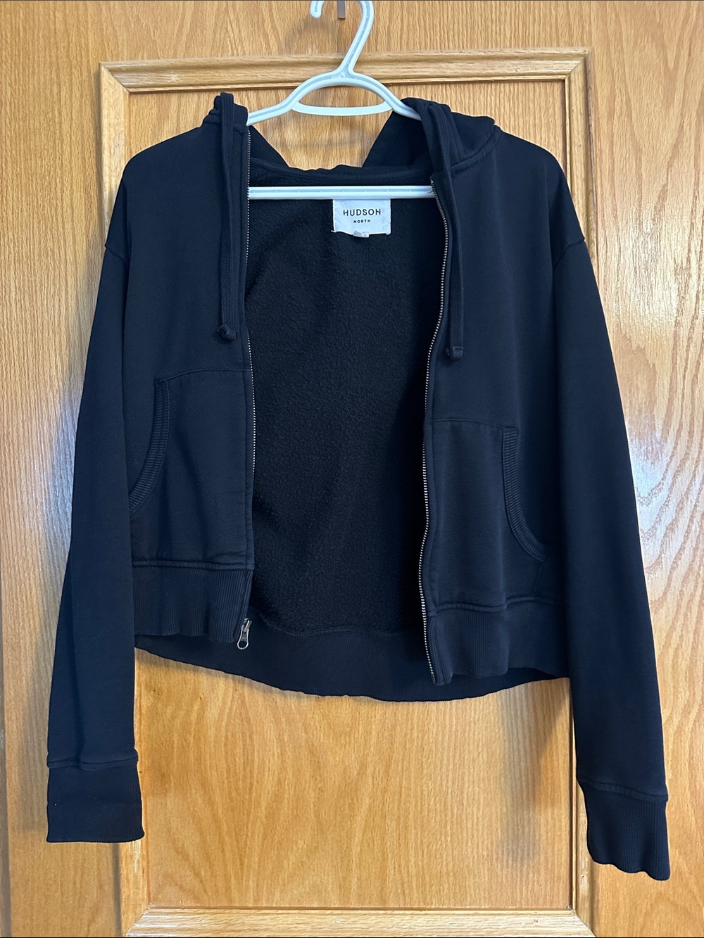 Hudson Jeans Black Hooded Zip Bomber Jacket
